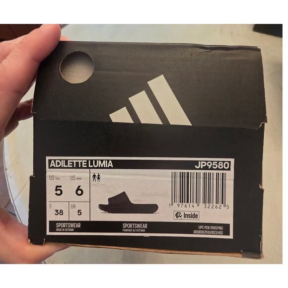 NIB Adidas Adilette Lumia Black Slides Sandals SZ Women's 6 Summer Travel - Picture 6 of 6